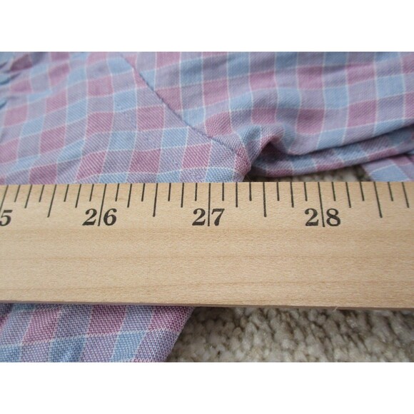 Peter Millar Shirt Adult Extra Large XL Pink Blue Check Cotton Button Up Mens * - Picture 9 of 11